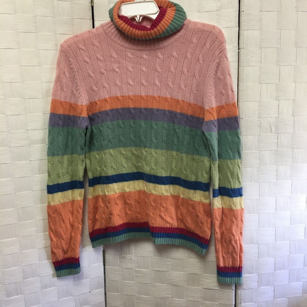Madison studio striped turtleneck sweater size large fall winter